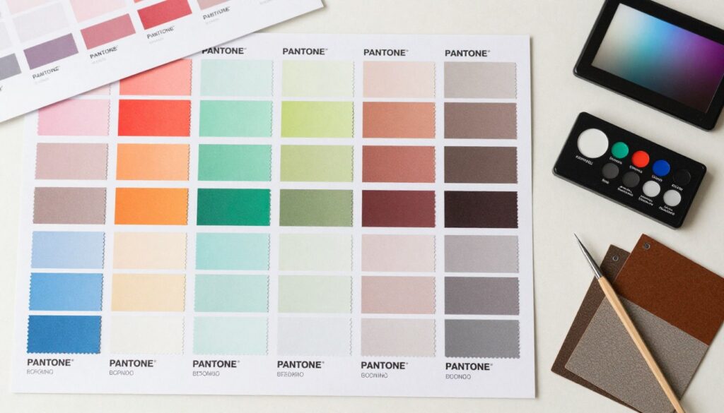 Color matching process for custom shoulder bag manufacturing showing fabric swatches