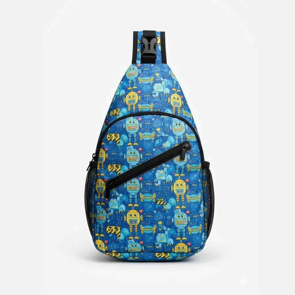 Robot Pattern Crossbody Bag